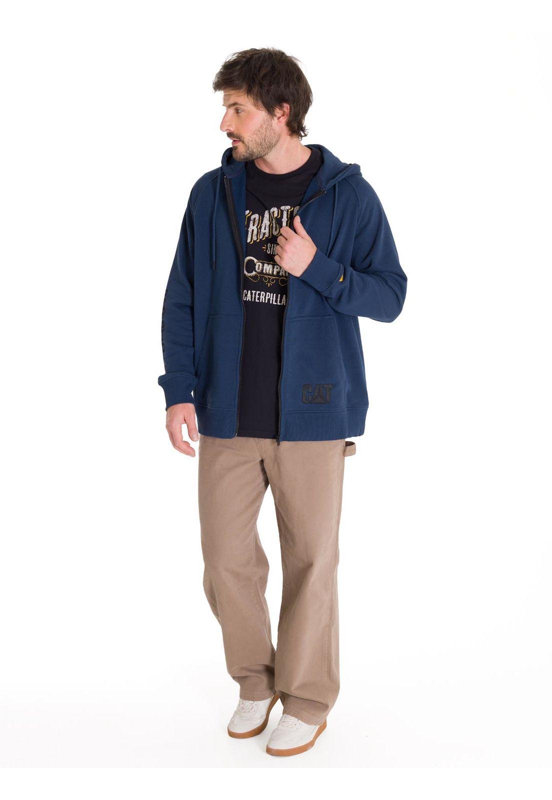 Polerón Fleece Full Zip Hombre Azul Petróleo-5