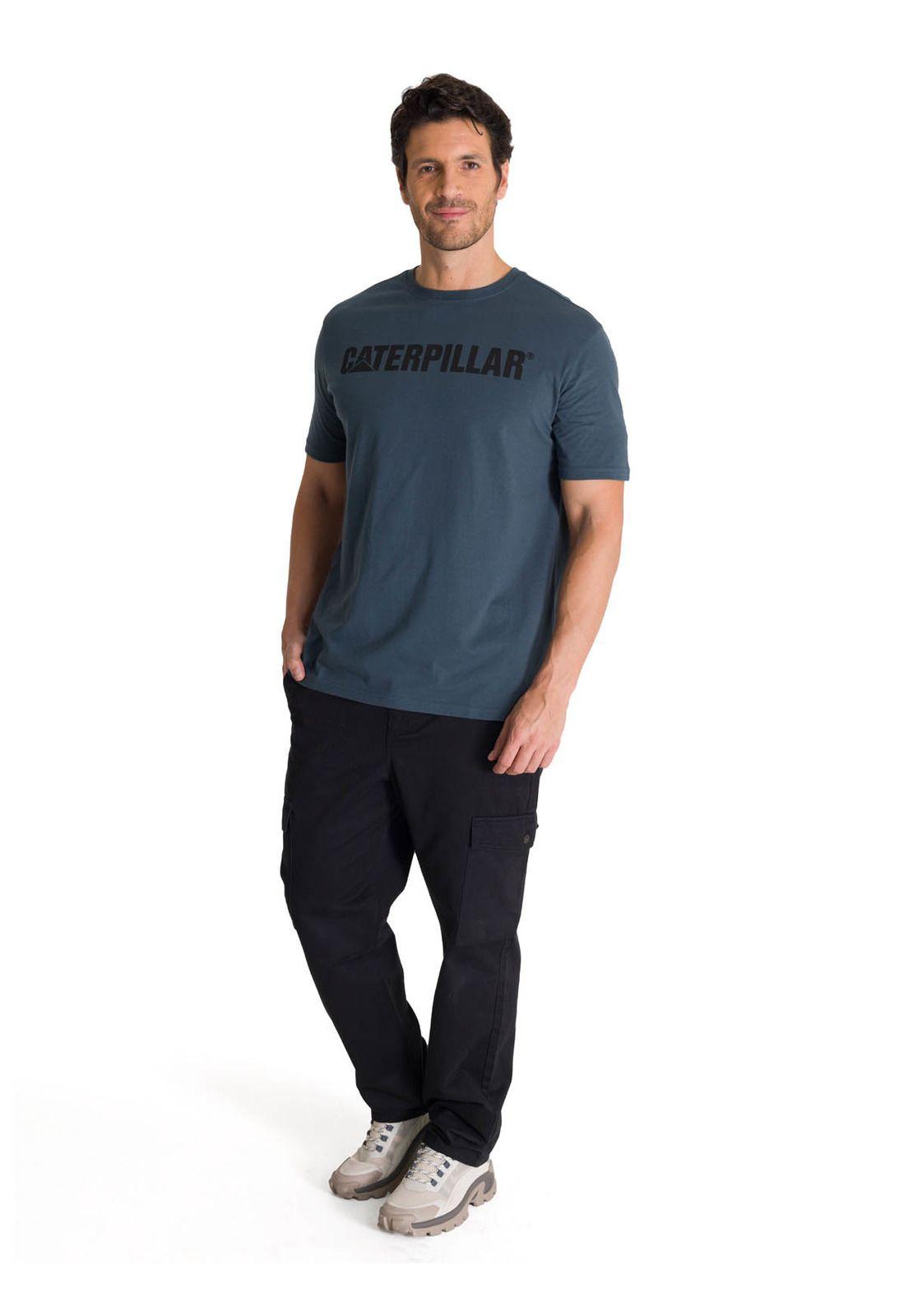 Polera Manga Corta Hombre Logoerpillar Azul-5