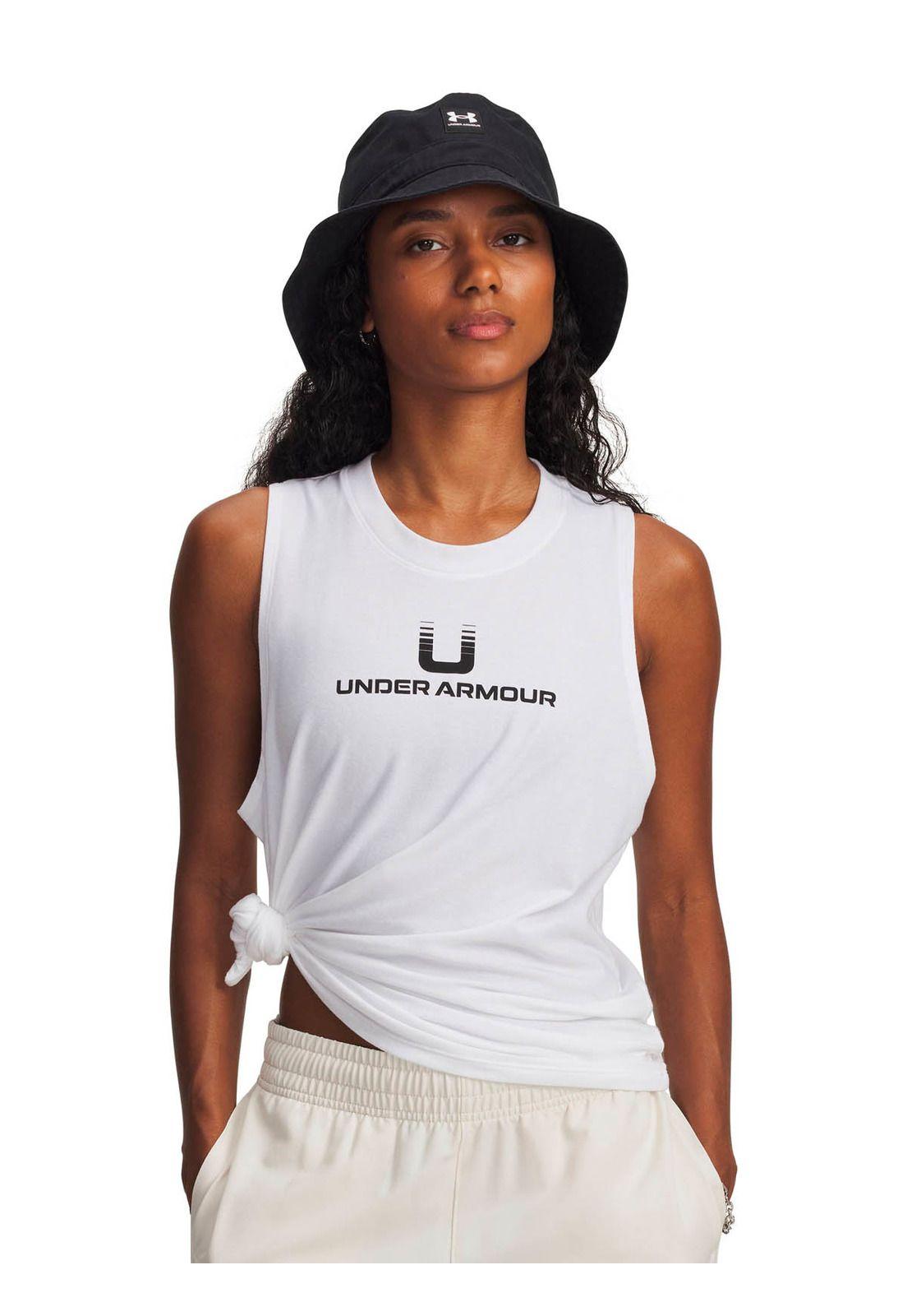 Polera sin mangas Lifestyle  mujer Varsity U blanco -3