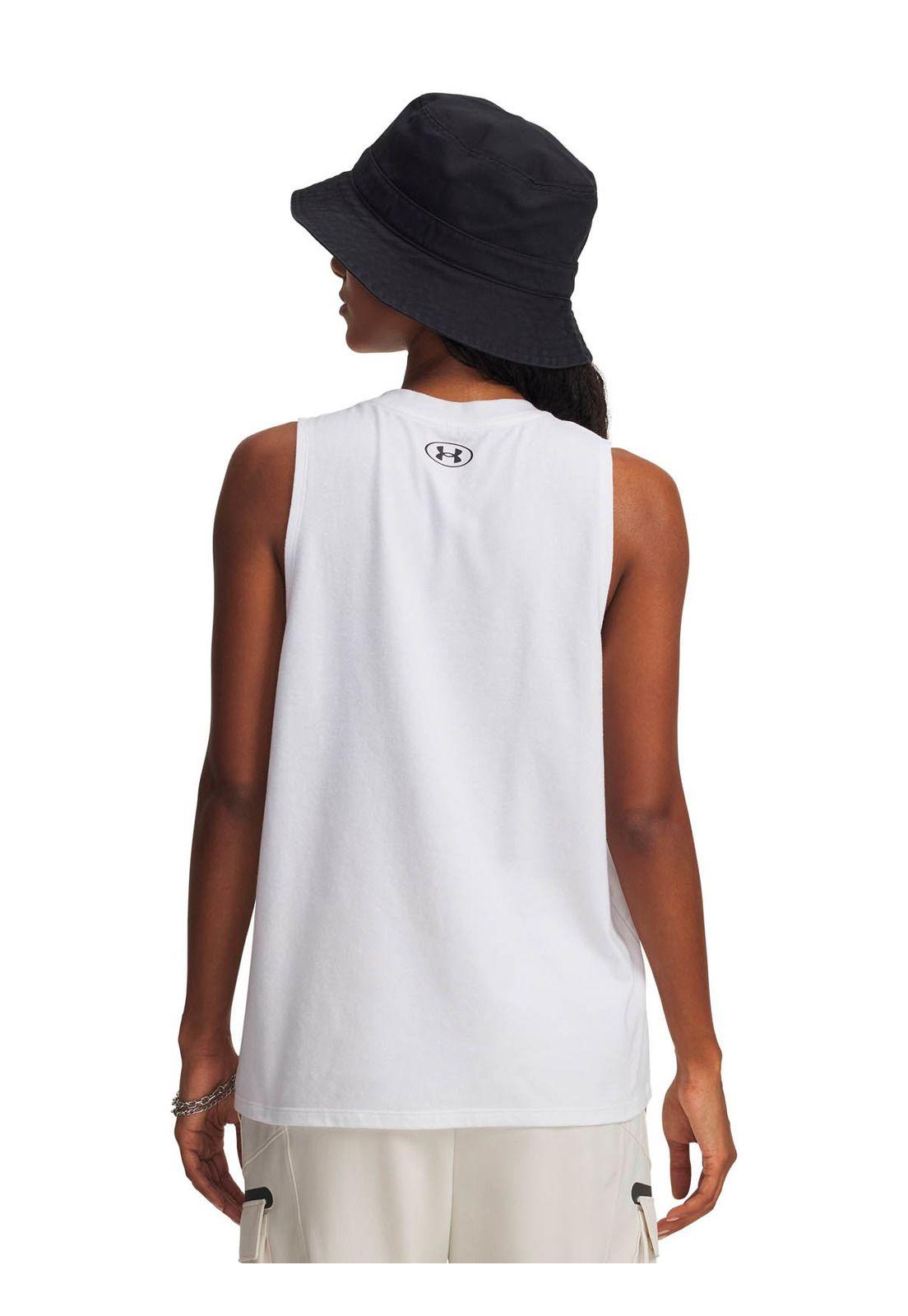 Polera sin mangas Lifestyle  mujer Varsity U blanco -4