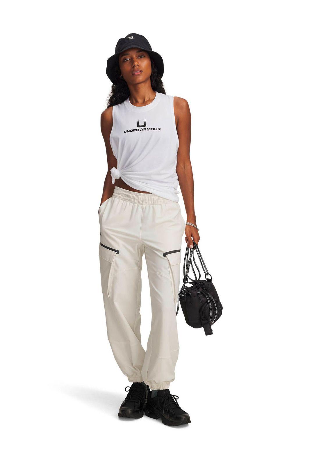 Polera sin mangas Lifestyle  mujer Varsity U blanco -5