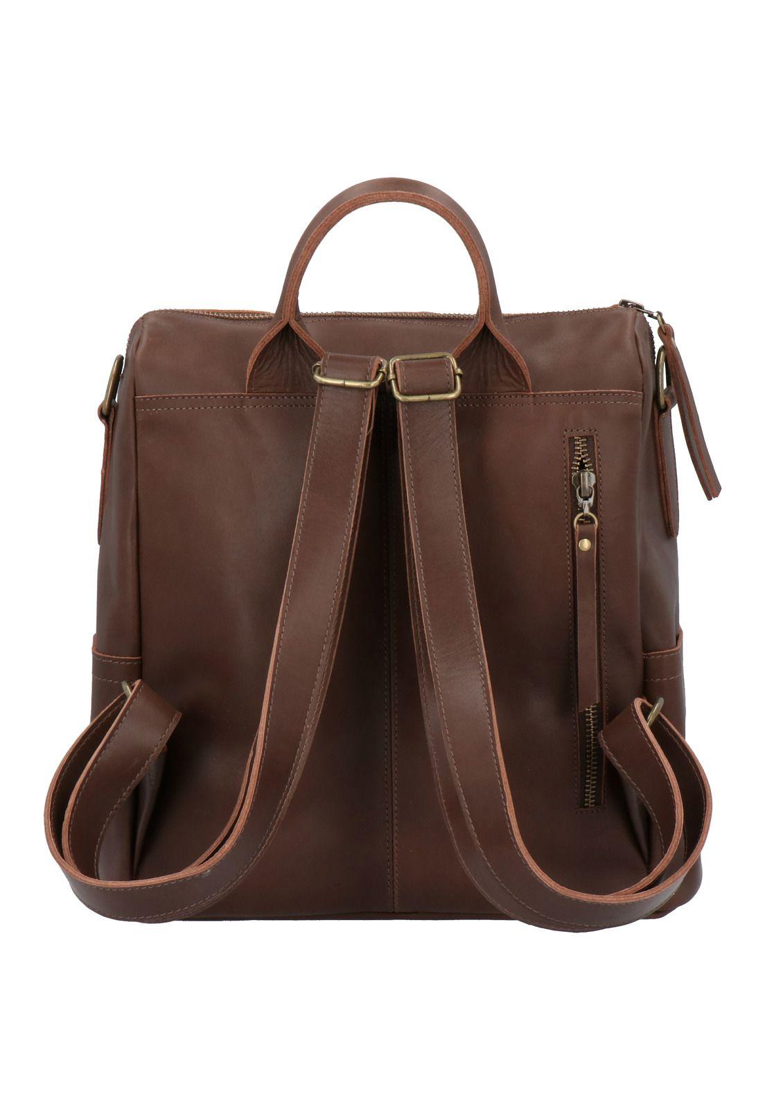 Mochila Cuero Agata Back Café Mujer-2