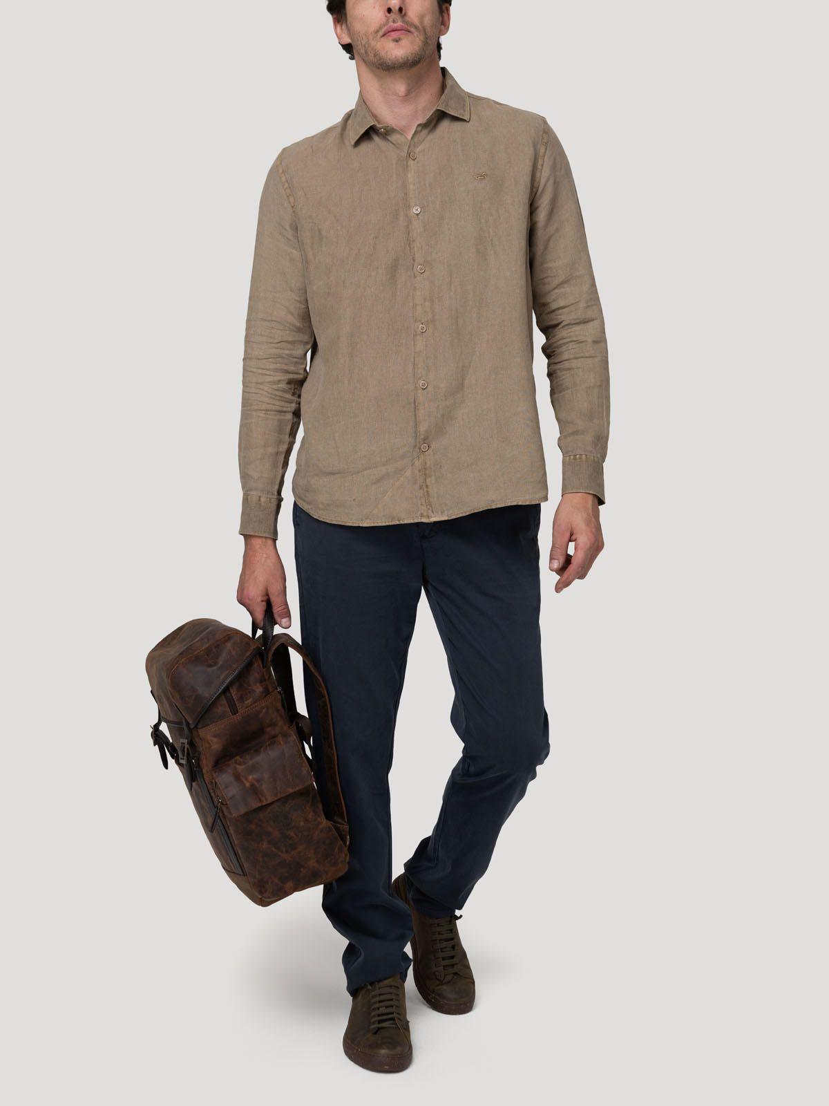 Camisa Lino Orgánico Hombre Linenjer Café-4