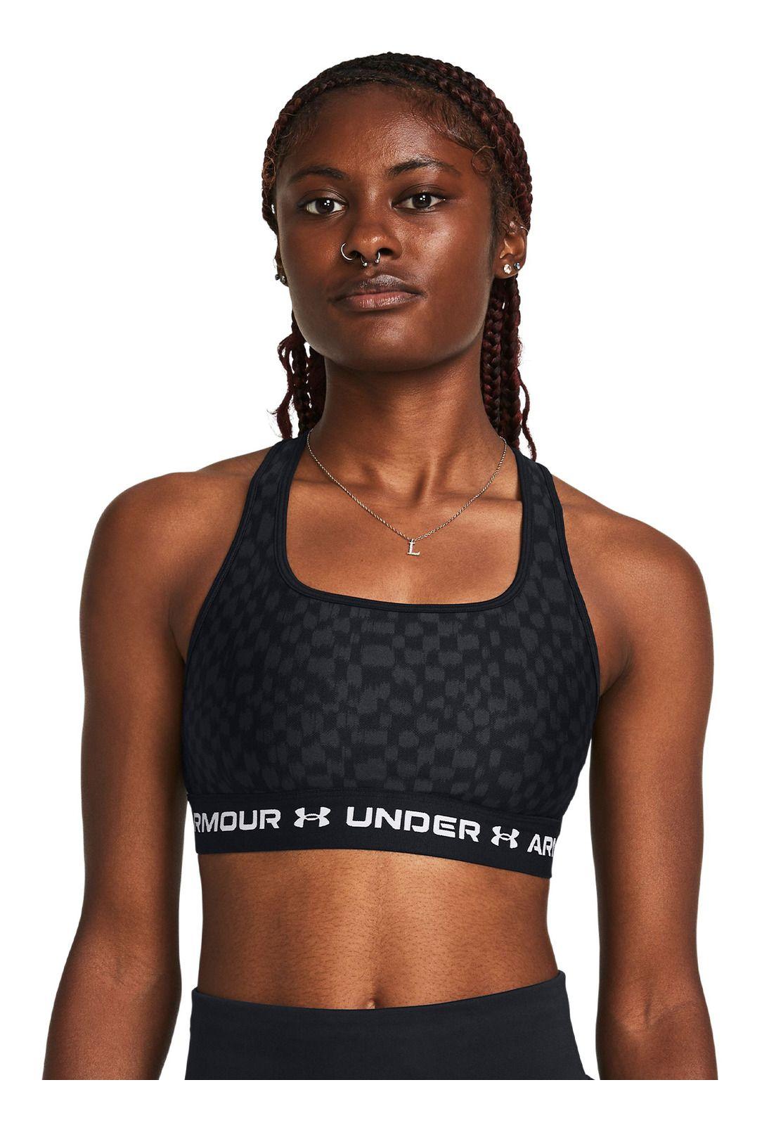 Sostén deportivo UA Mid Negro para mujer-3