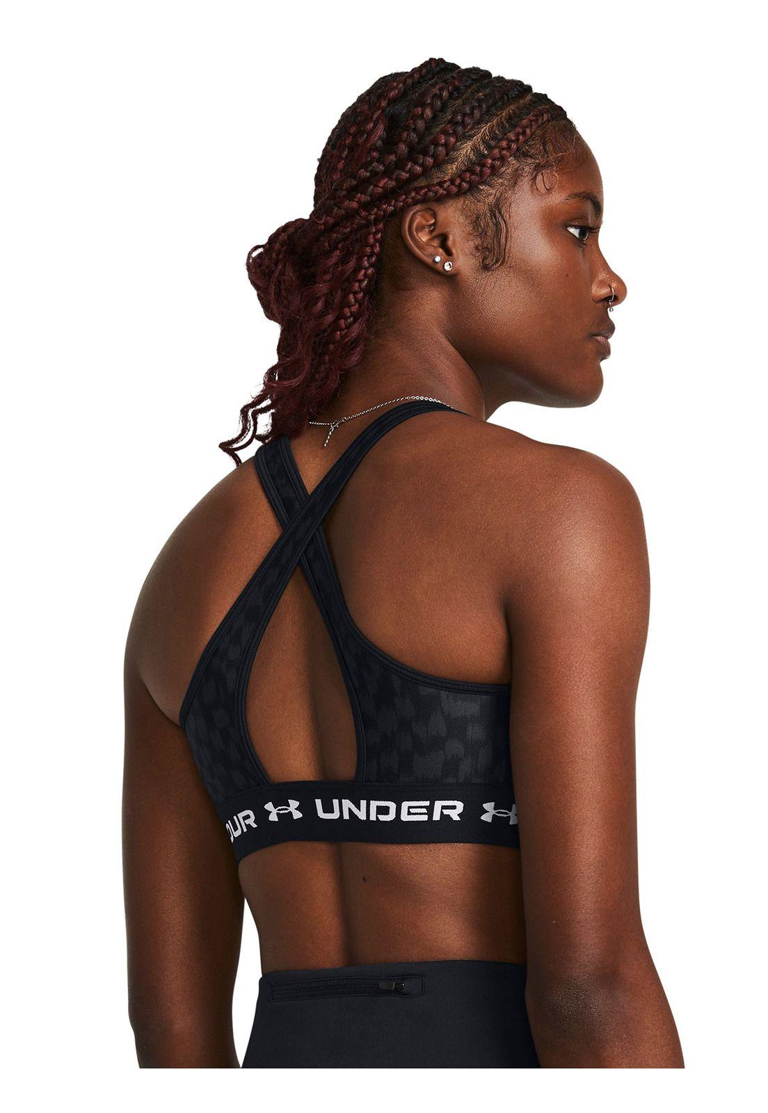 Sostén deportivo UA Mid Negro para mujer-4