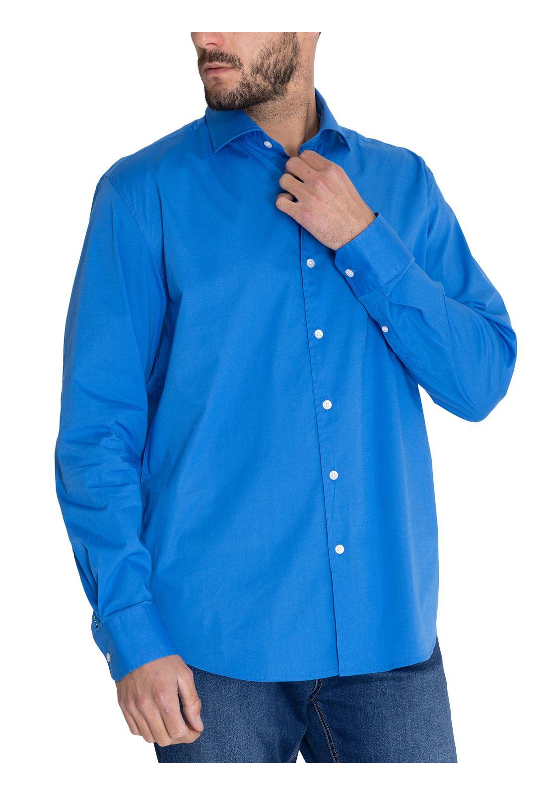 Camisa Algodón Org Azul Marino Soft Hombre -4