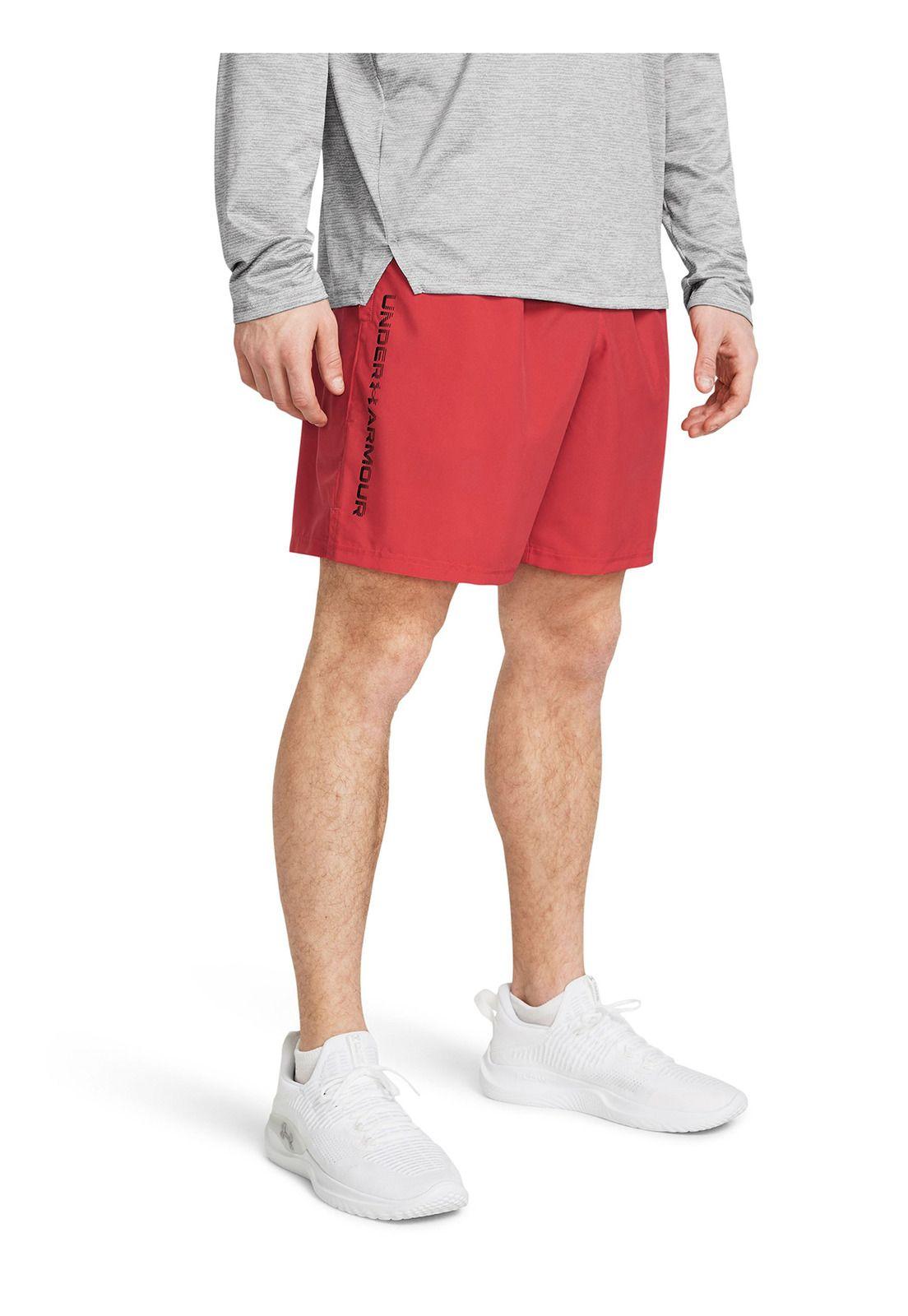 Shorts UA Woven Wordmark para Hombre Rojo-0
