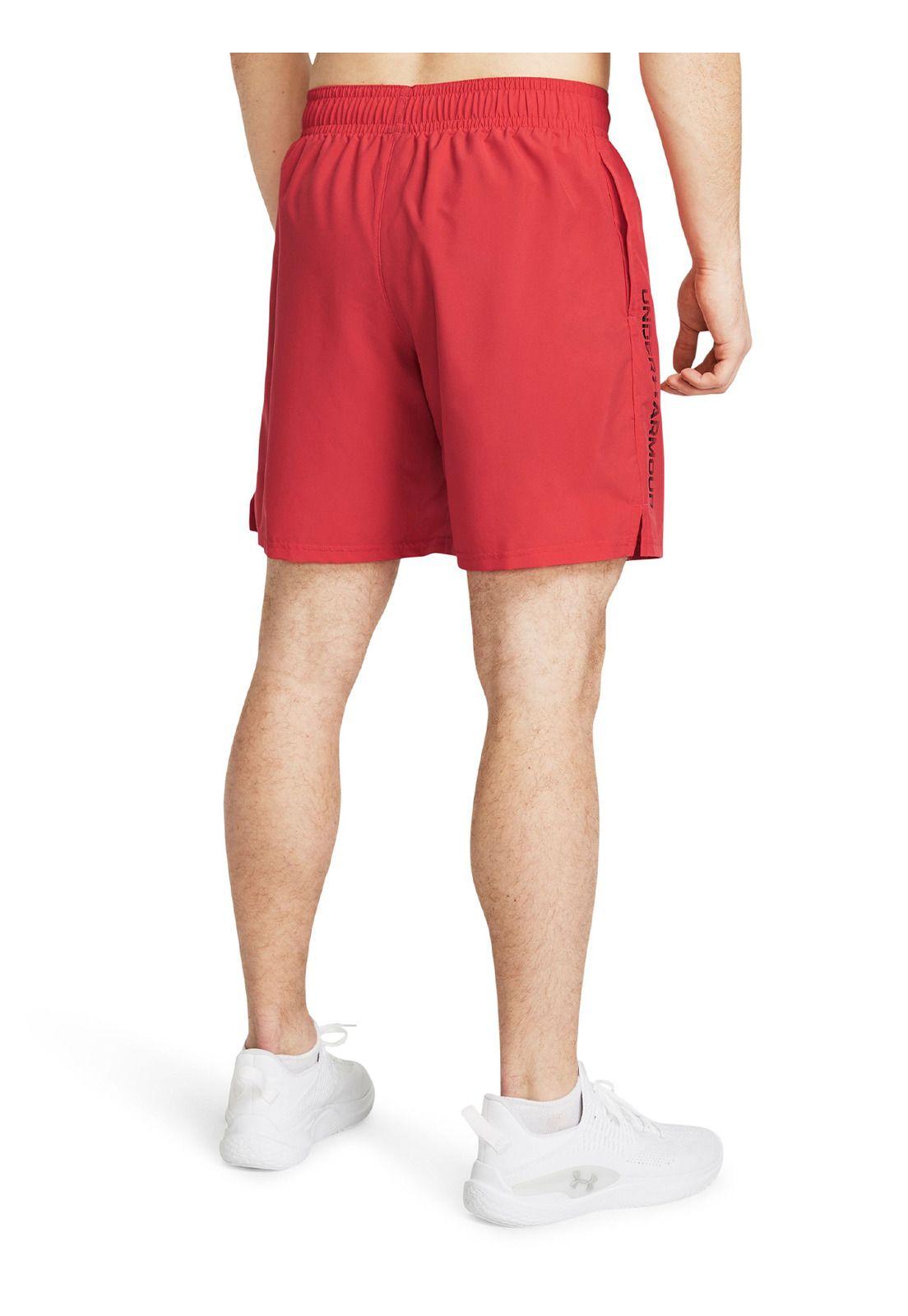 Shorts UA Woven Wordmark para Hombre Rojo-1