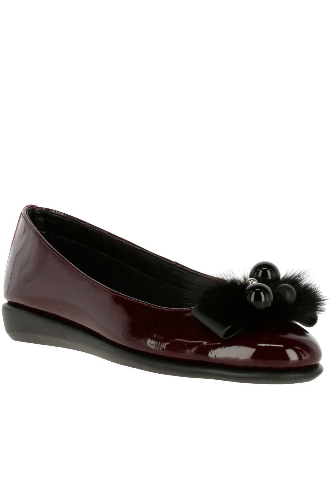 Ballerina Mujer Cuero Chic Rise Burdeo-0