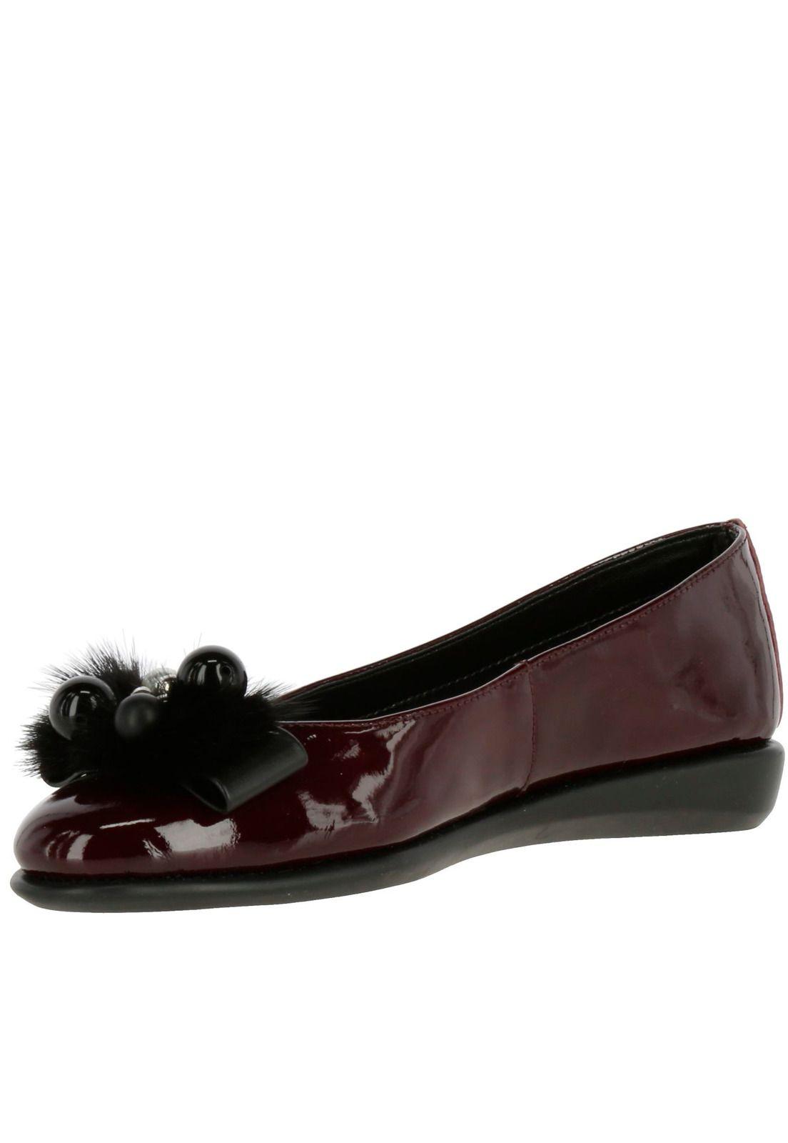 Ballerina Mujer Cuero Chic Rise Burdeo-1