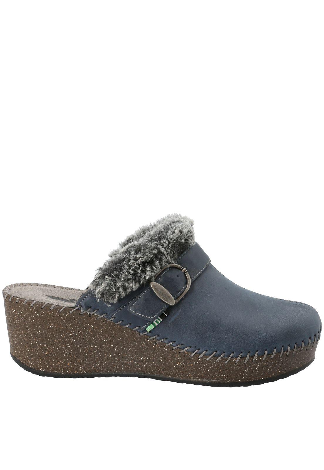 Sueco Cuero Gina Azul Marino Mujer Rockford-1