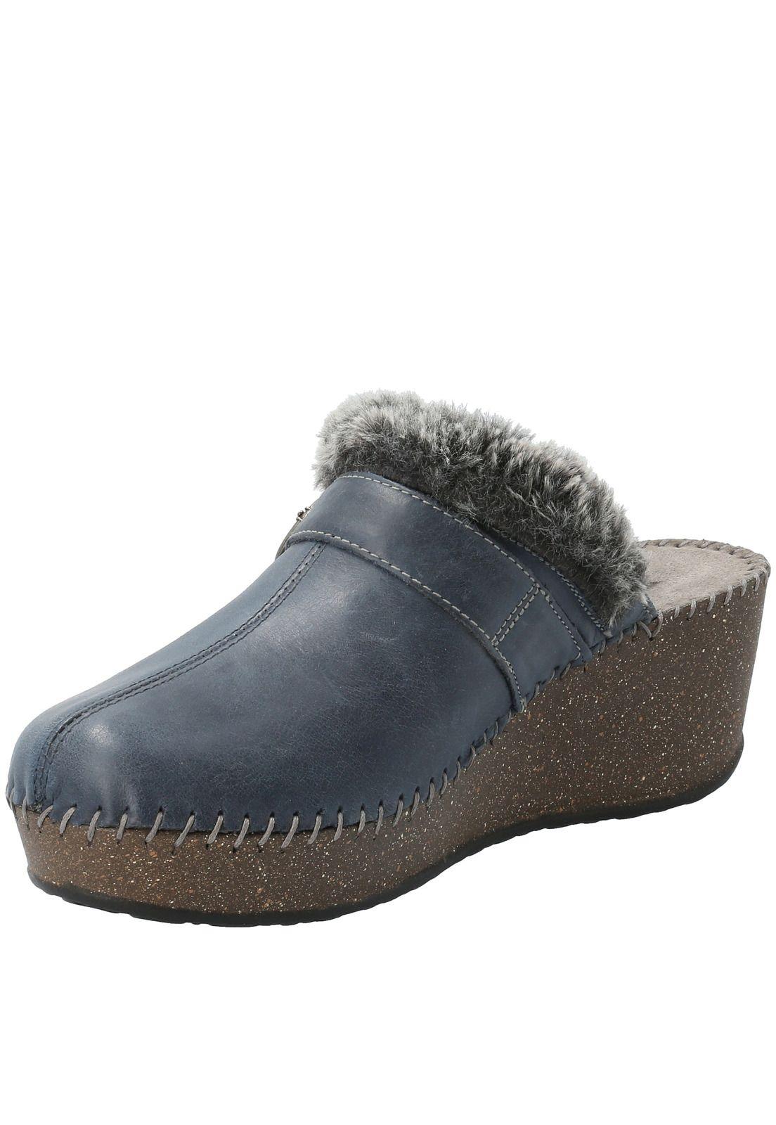 Sueco Cuero Gina Azul Marino Mujer Rockford-3