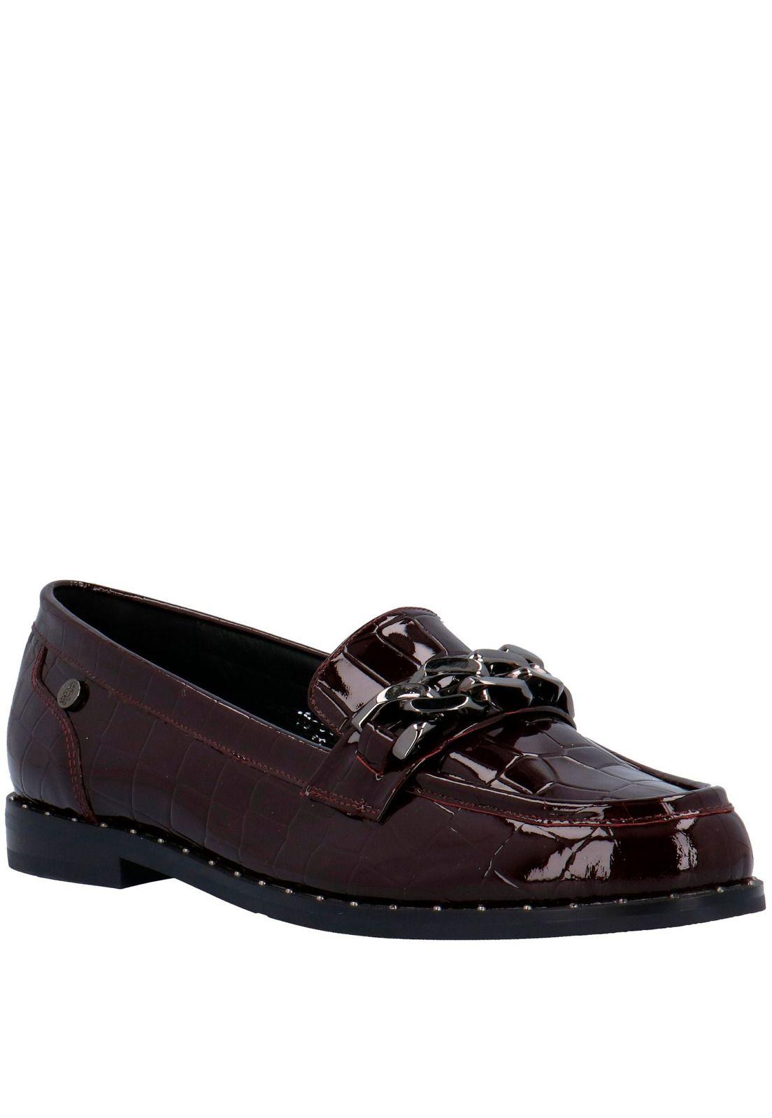 Mocasin Mujer Cuero Maite Burdeo-0
