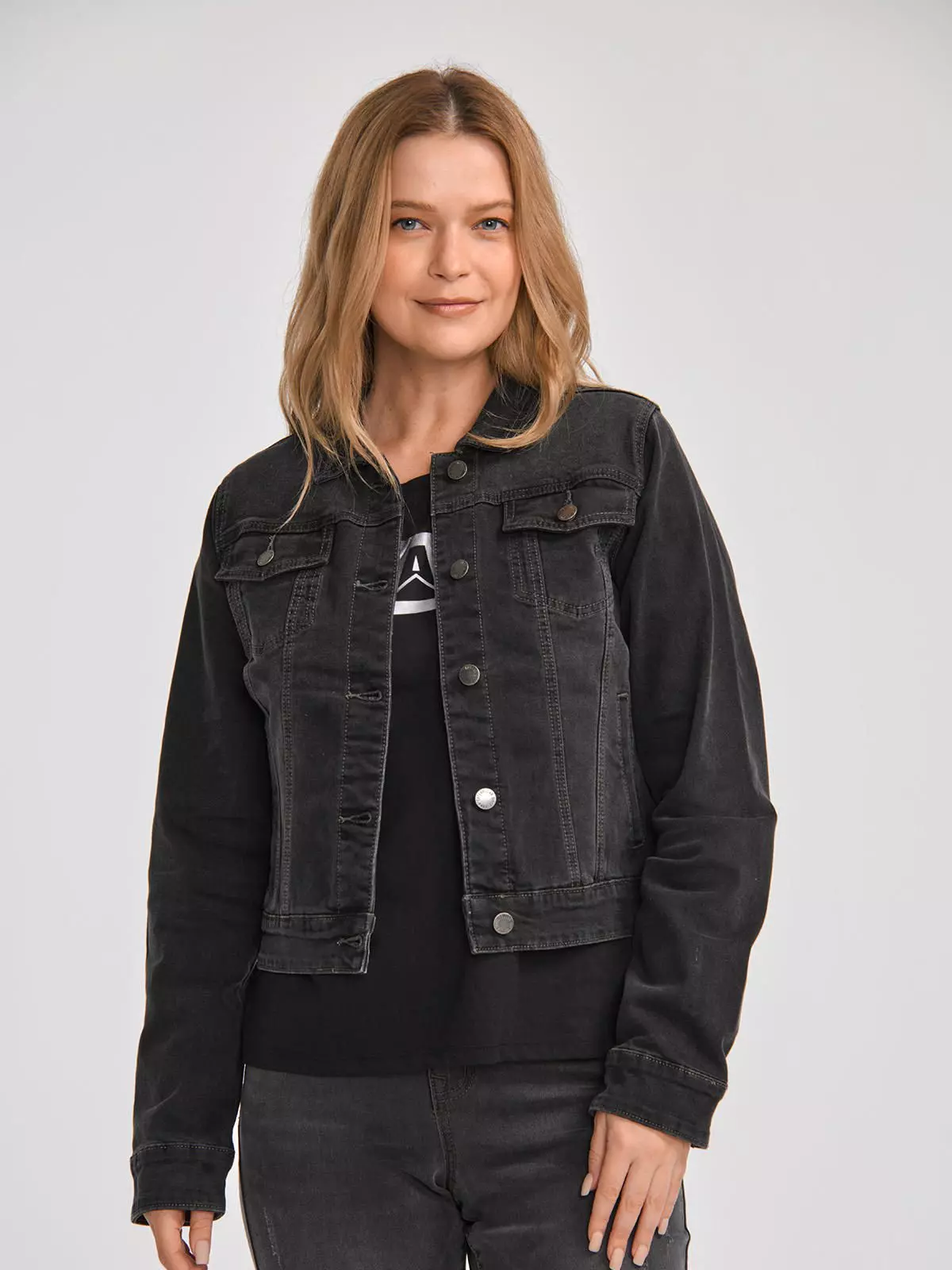 Chaqueta Mujer W Foundation Denim Jacket Gris-0