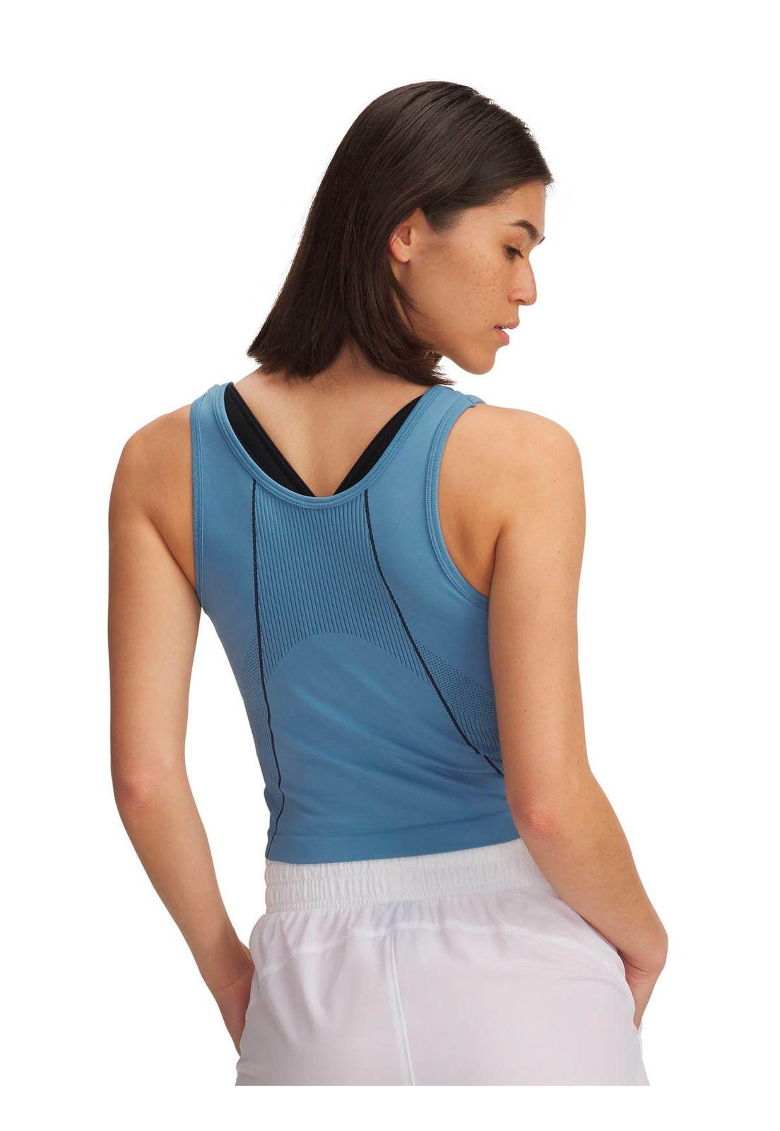 Polera Sin mangas Training  mujer Vanish Seamless azul -1