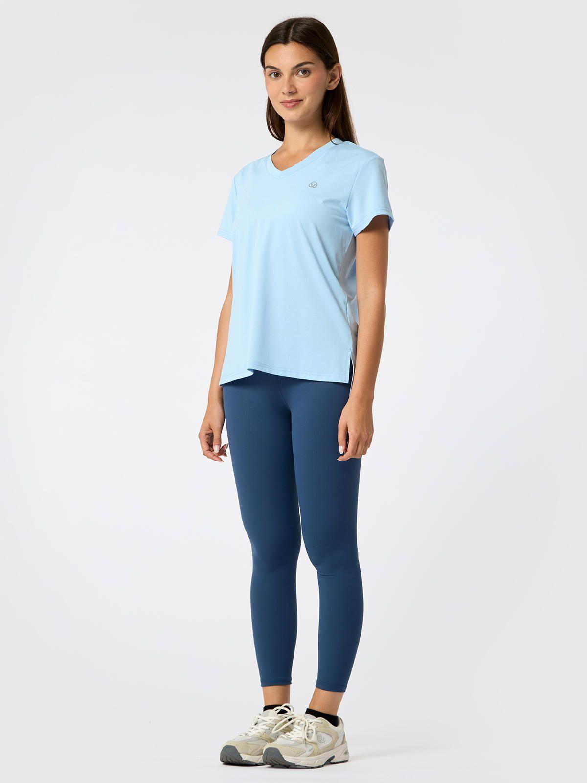 Polera V Neck Rec Celeste Mujer-4