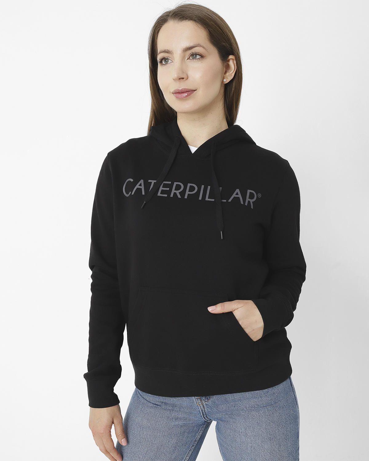 Polerón con gorro Fleece Caterpillar P Negro Mujer-0