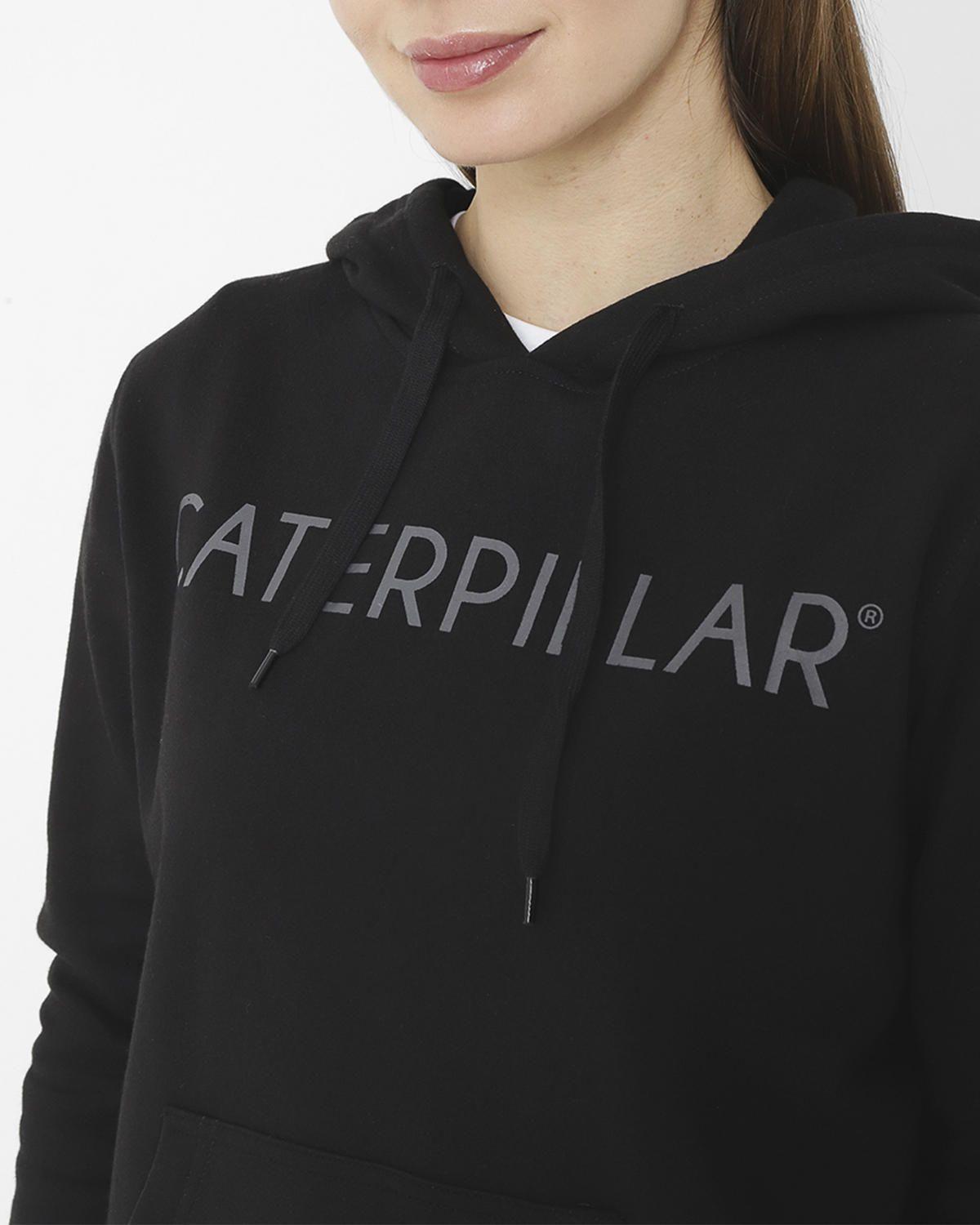 Polerón con gorro Fleece Caterpillar P Negro Mujer-4