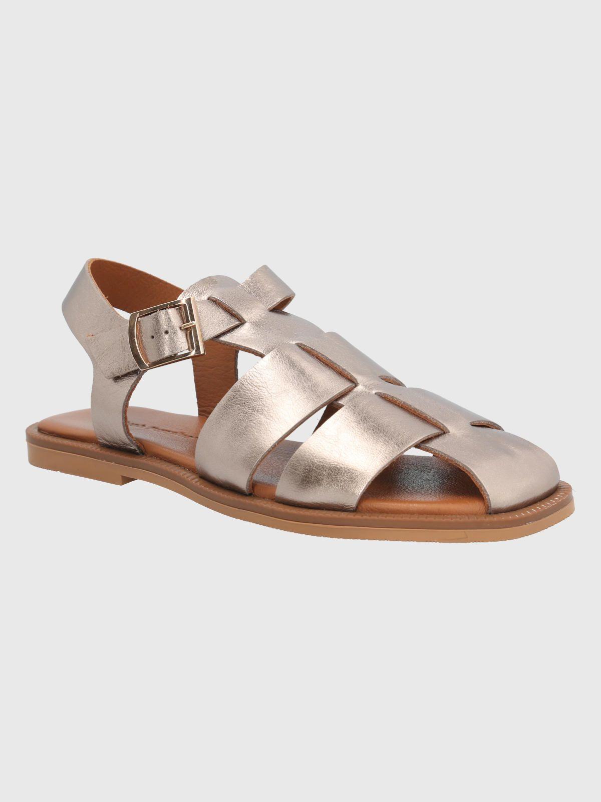 Sandalia Cuero Gris Mujer Tresenda -0