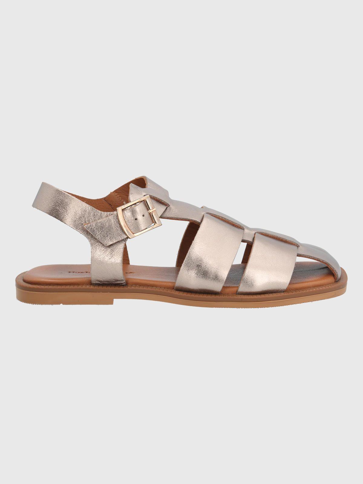 Sandalia Cuero Gris Mujer Tresenda -1