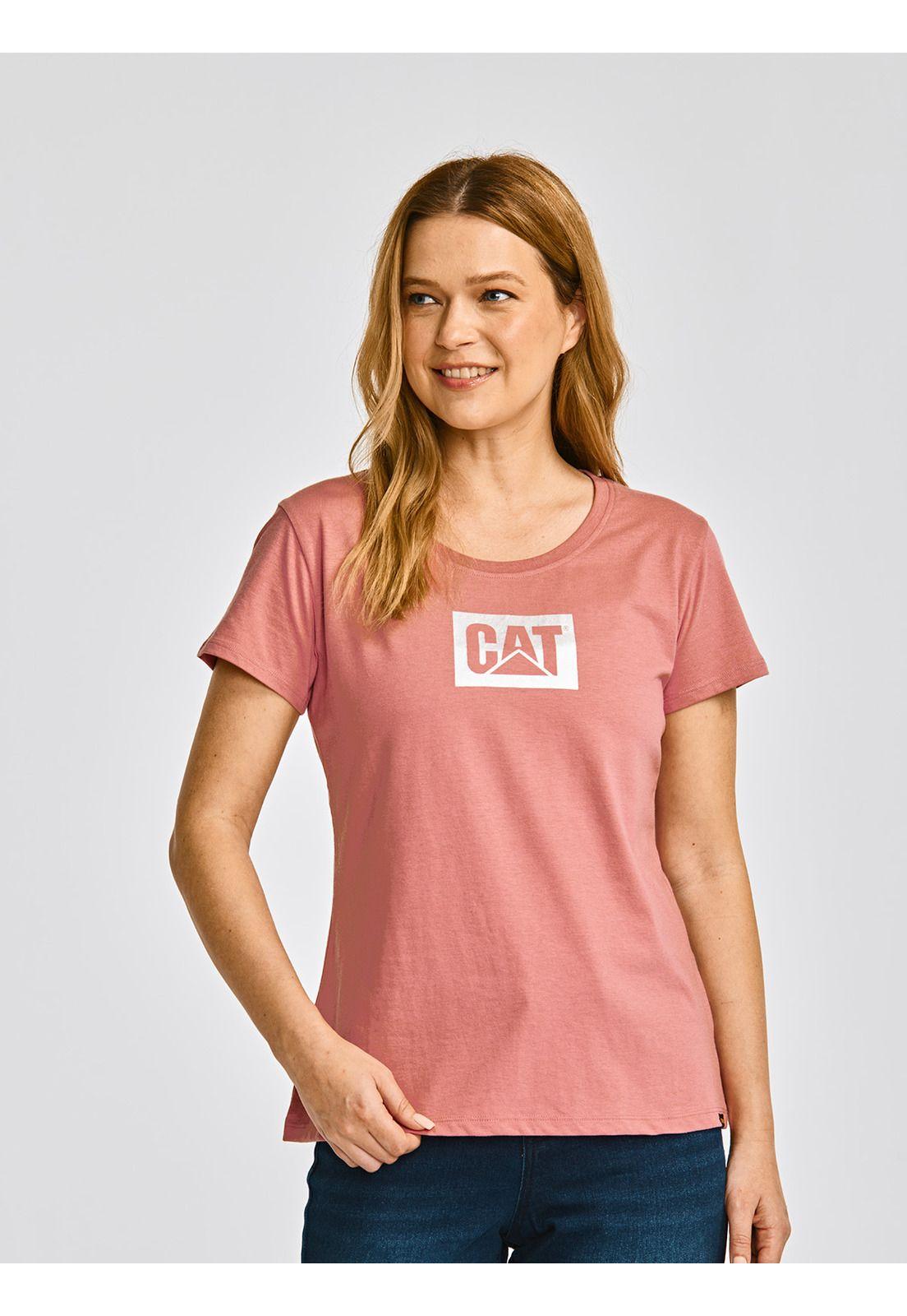 Polera Manga Corta Mujer Metallic Cat LogoRosado-0
