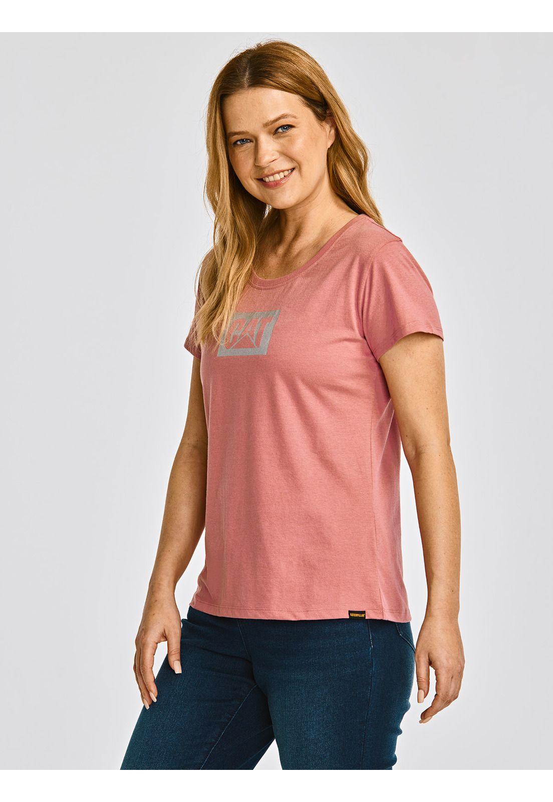 Polera Manga Corta Mujer Metallic Cat LogoRosado-3