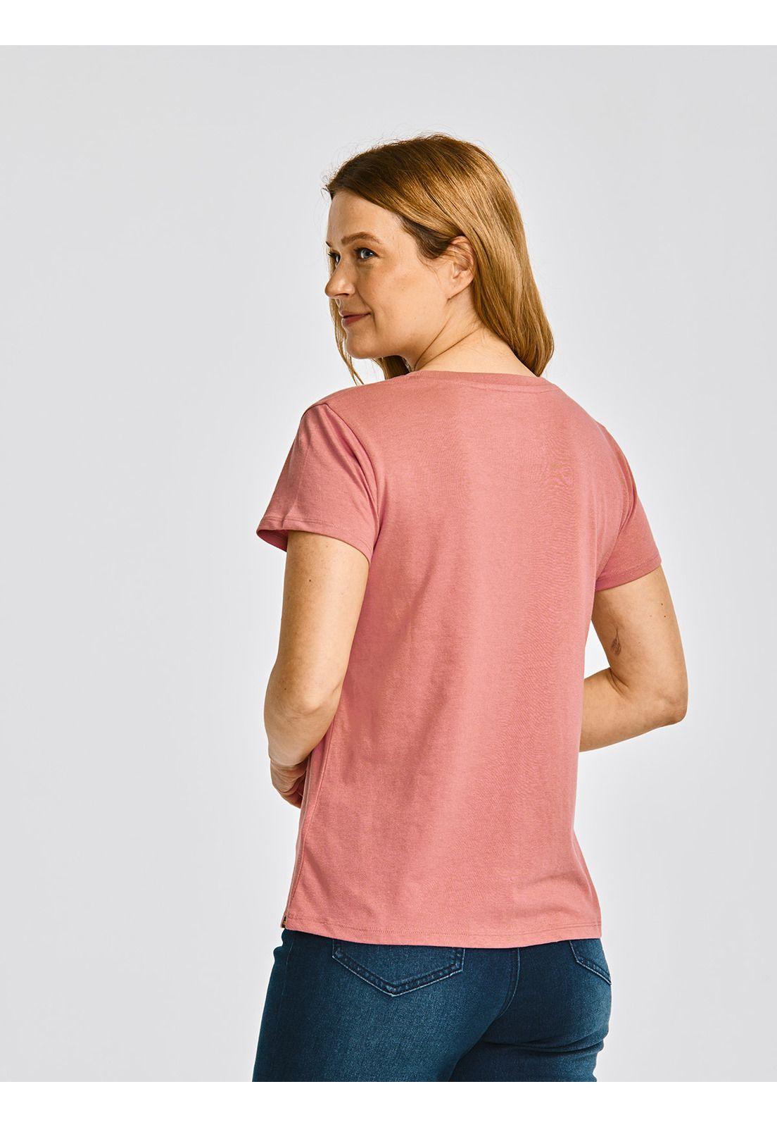 Polera Manga Corta Mujer Metallic Cat LogoRosado-4