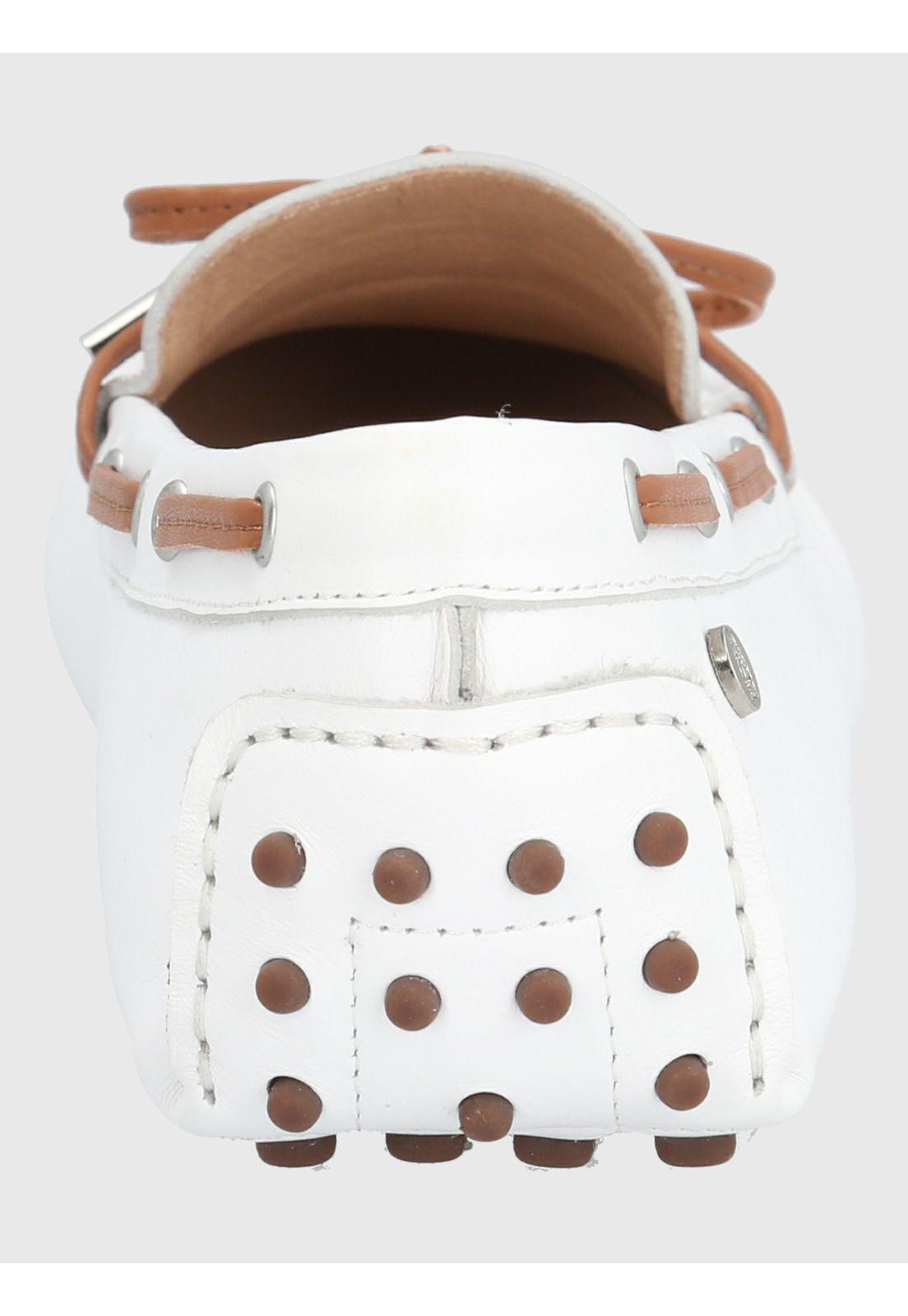 Mocasín Cuero Blanco Mujer Ribbon -5