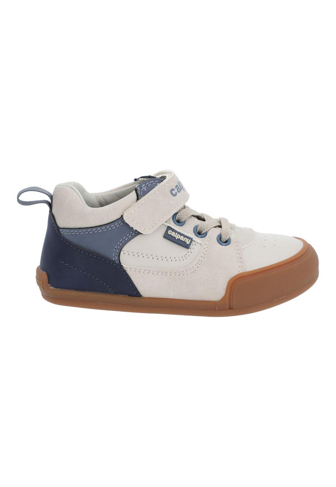 Zapatilla Cuero Ergonómica Nino Kansas Gris Claro-1