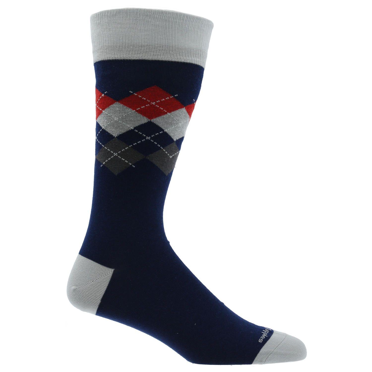 Calcetín Algodón Hombre Rombos Azul-0