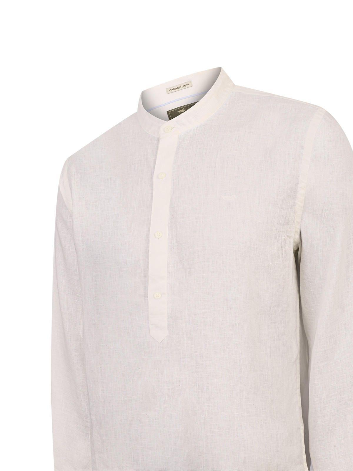 Camisa Lino Orgánico Hombre Linenmao Blanco-3