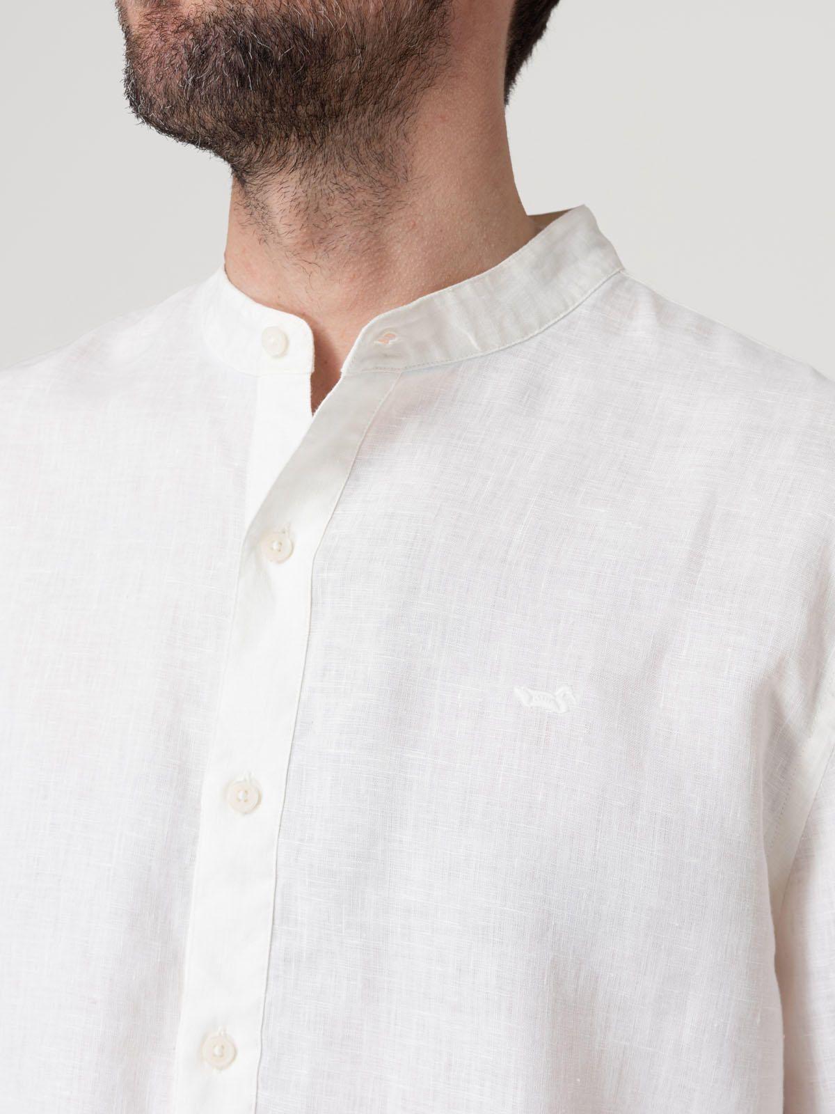Camisa Lino Orgánico Hombre Linenmao Blanco-6