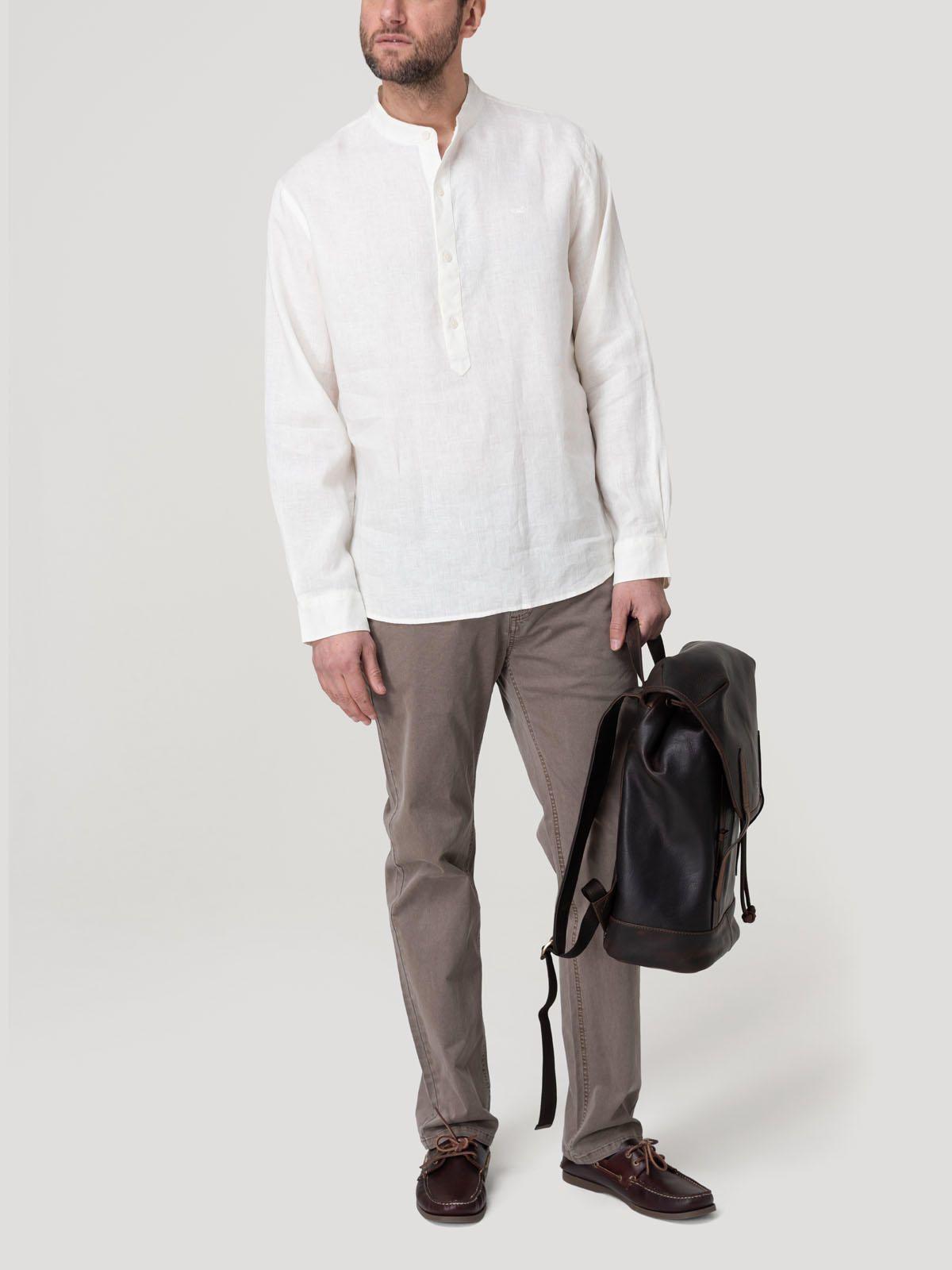 Camisa Lino Orgánico Hombre Linenmao Blanco-7