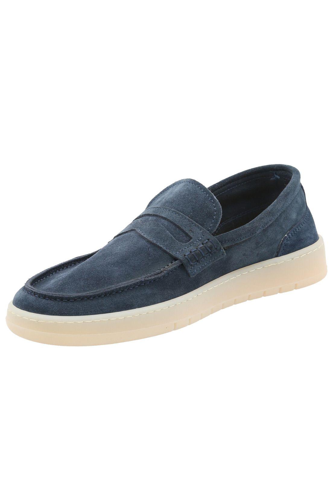 Mocasín Cuero Hombre Galvano Azul -4