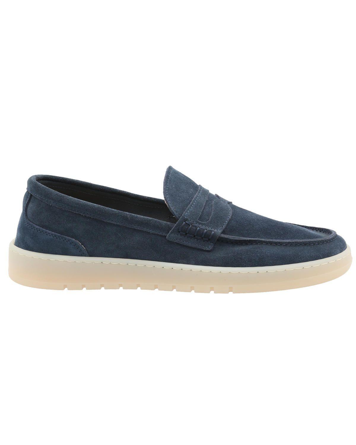 Mocasín Cuero Hombre Galvano Azul -0