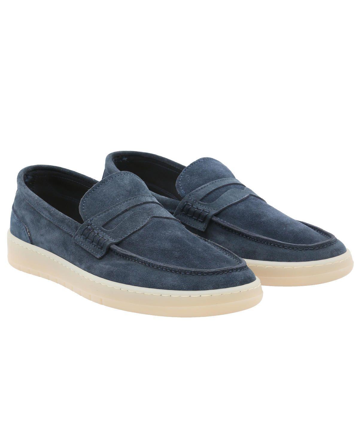 Mocasín Cuero Hombre Galvano Azul -7
