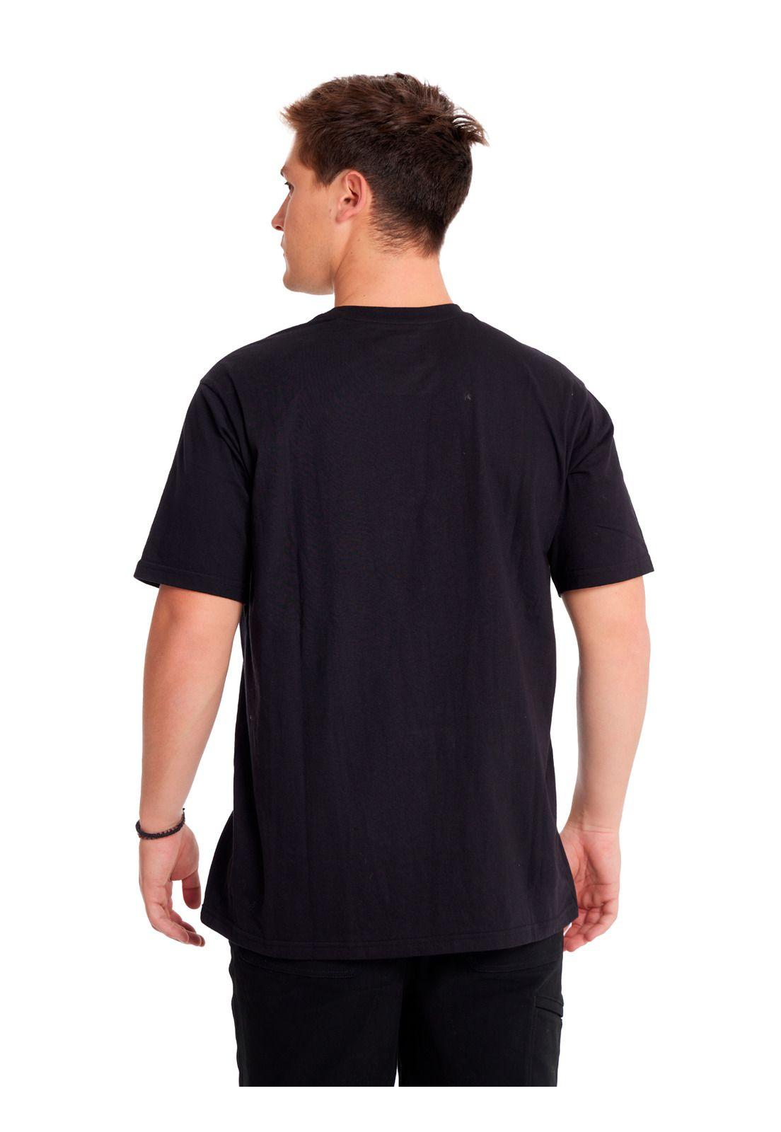Polera Manga Corta Hombre Cat Logo Tee Negro-3