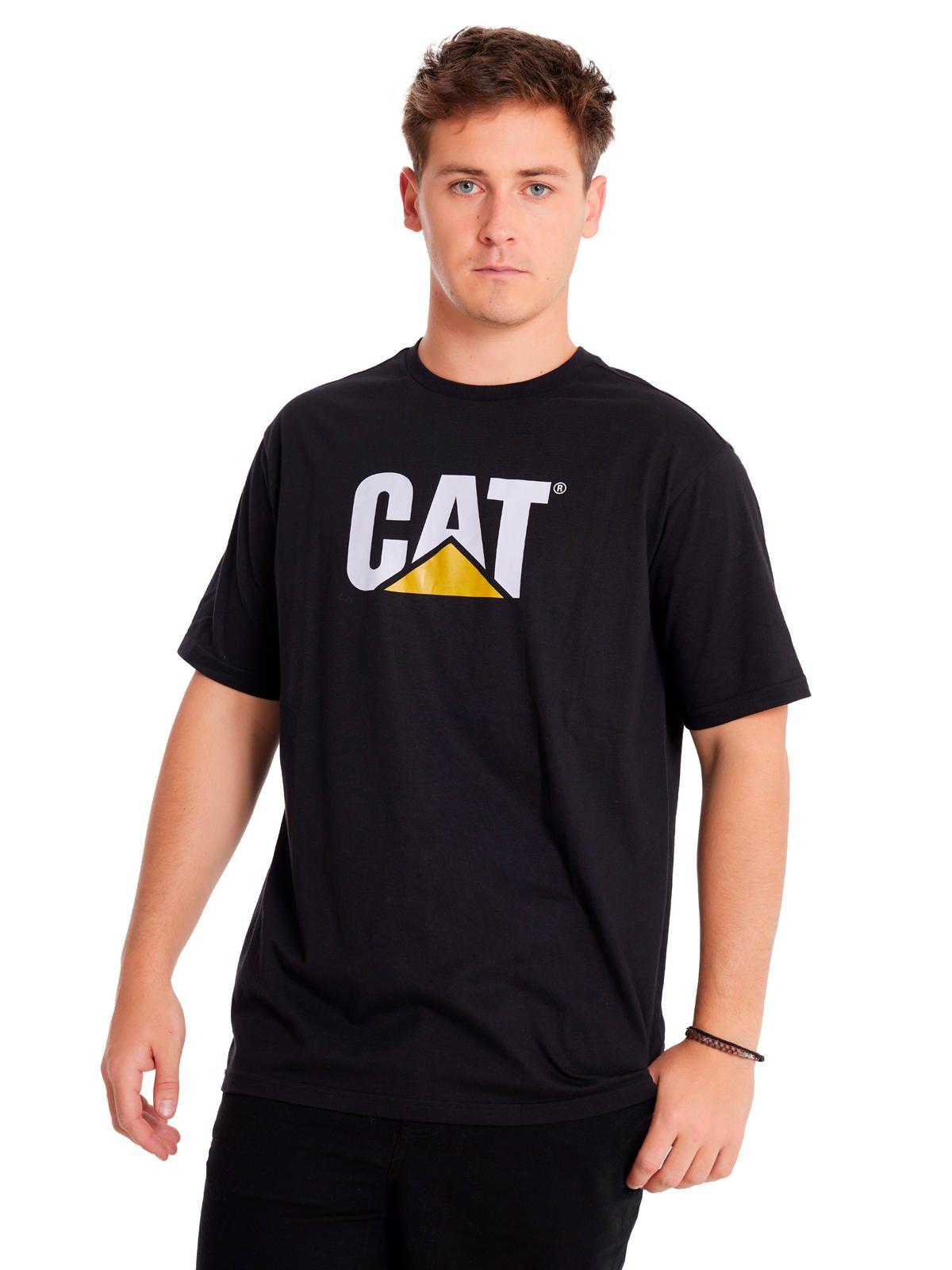 Polera Manga Corta Hombre Cat Logo Tee Negro-0
