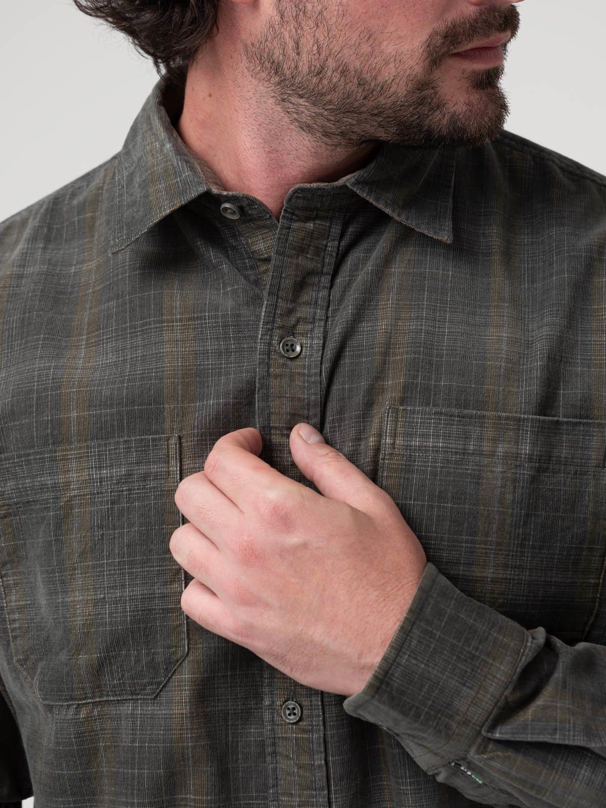 Camisa Algodón Hombre Tartancord Verde-6