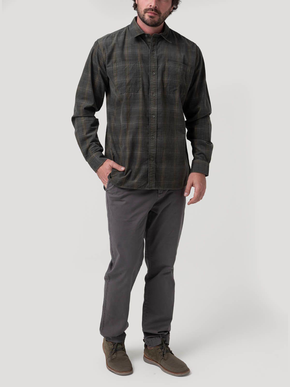 Camisa Algodón Hombre Tartancord Verde-7