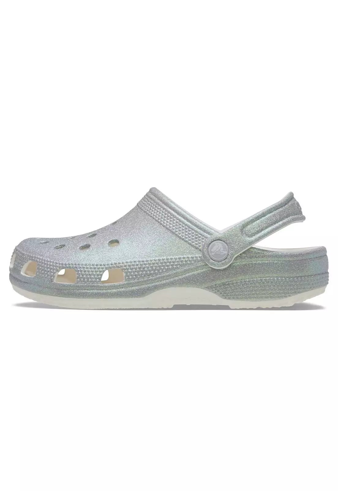 Zueco Crocs Mujer Classic Con Brillos Plateado-1