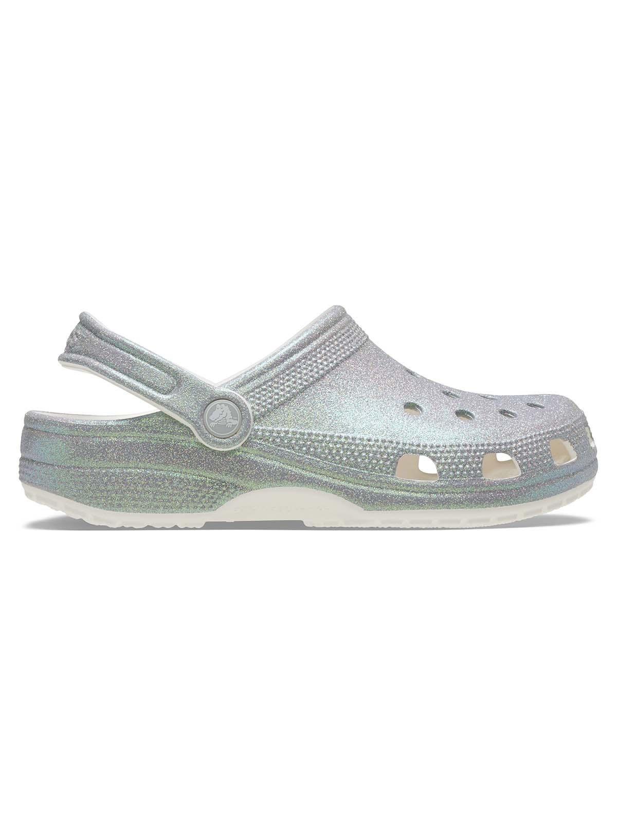Zueco Crocs Mujer Classic Con Brillos Plateado-0