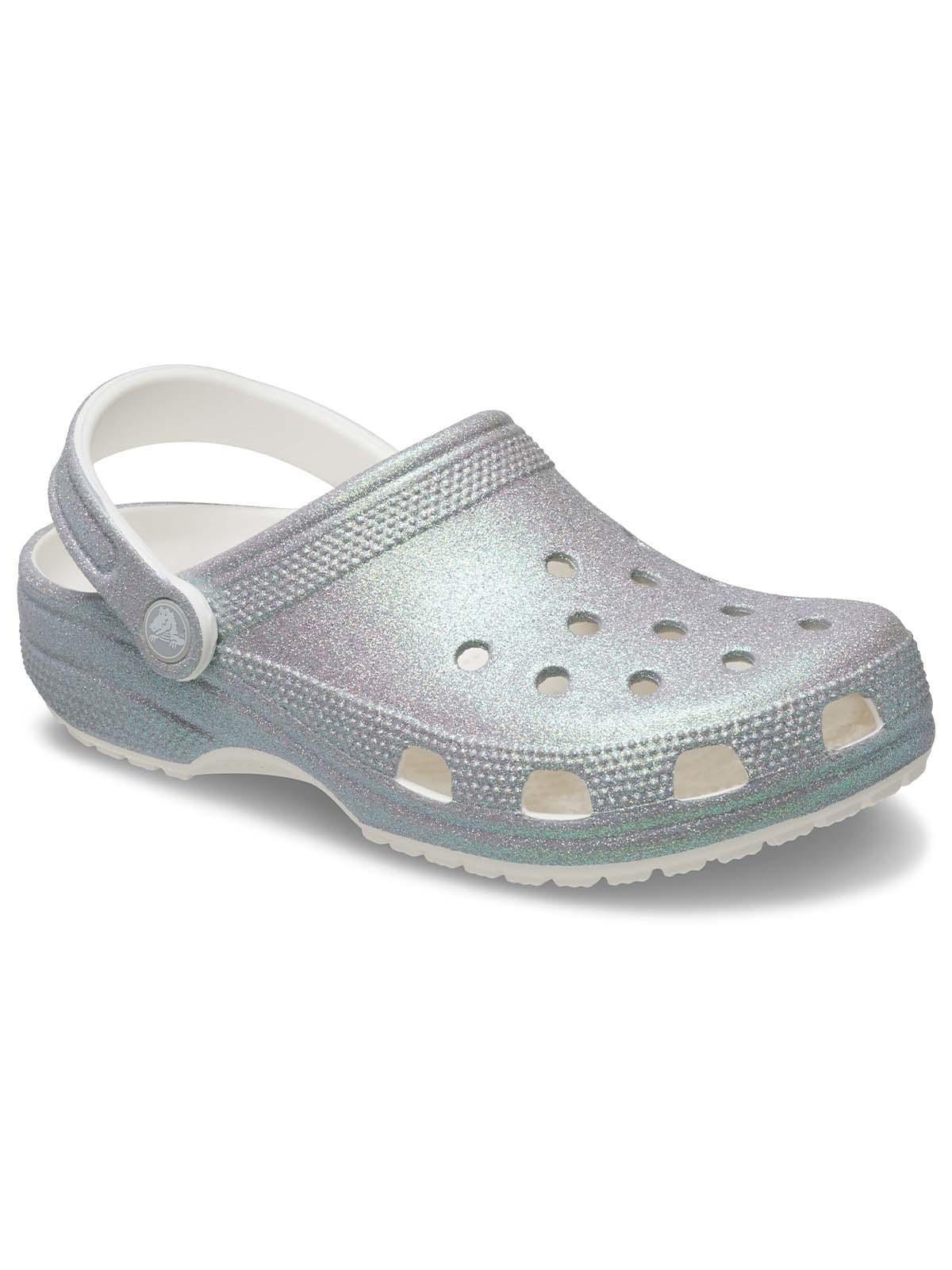 Zueco Crocs Mujer Classic Con Brillos Plateado-6