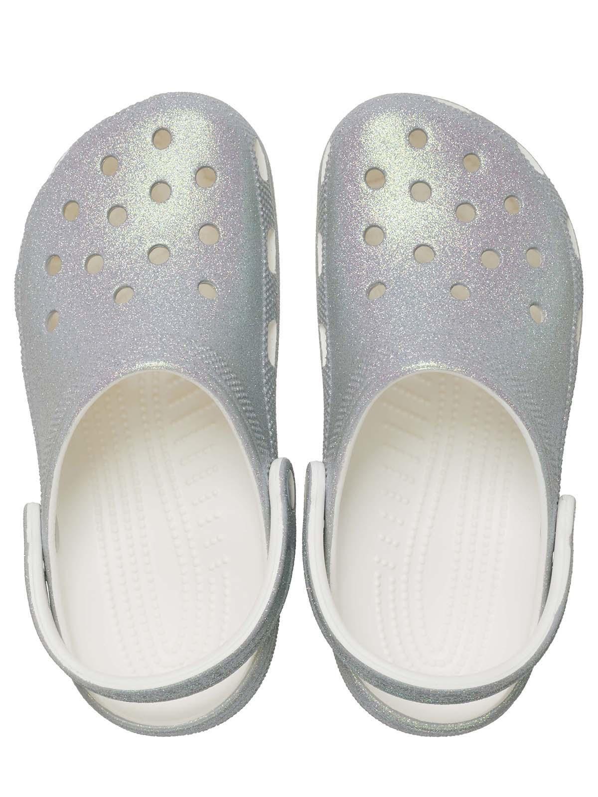 Zueco Crocs Mujer Classic Con Brillos Plateado-4