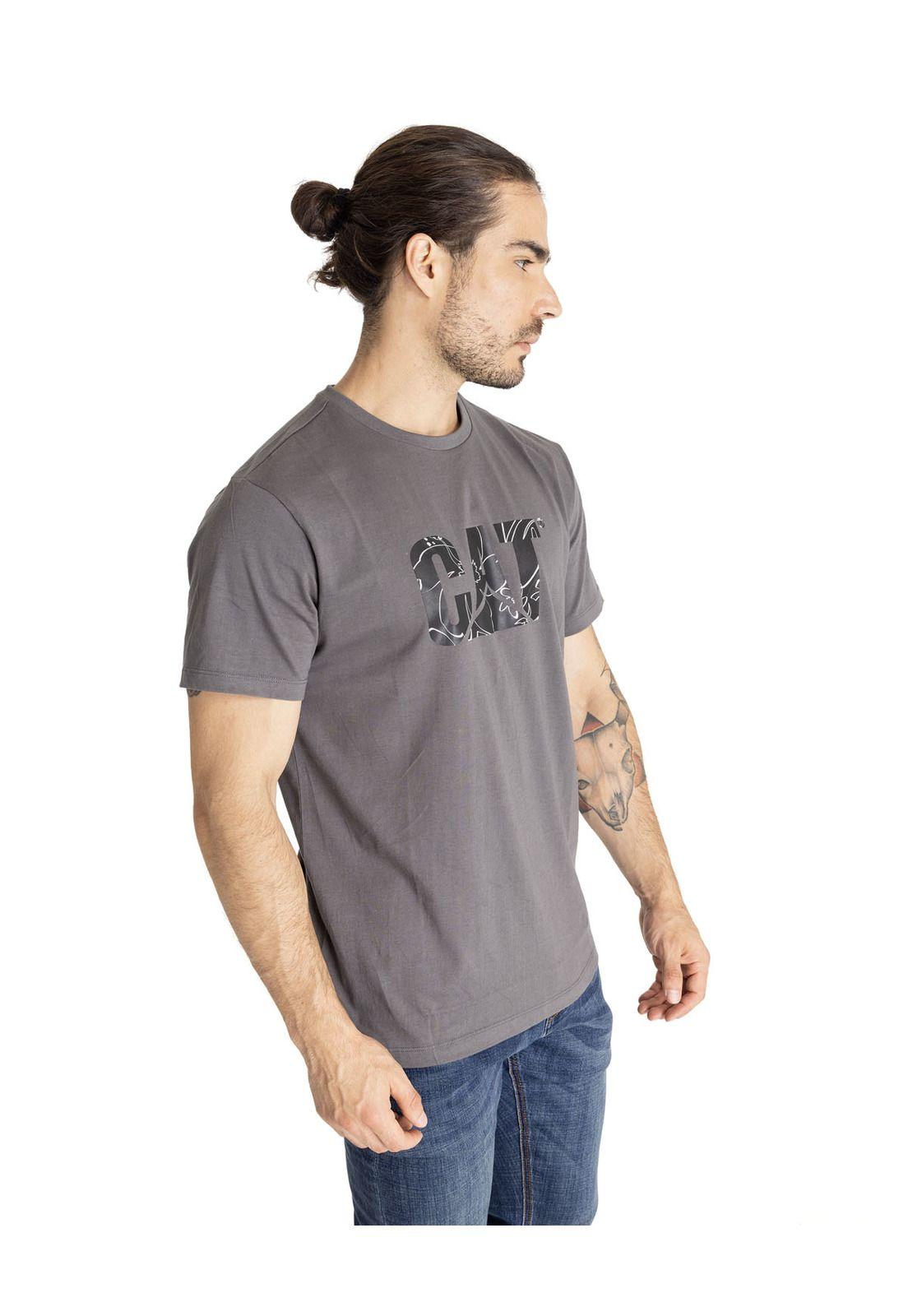 Polera Manga Corta Hombre Slim Fit Logo Tee Gris-1