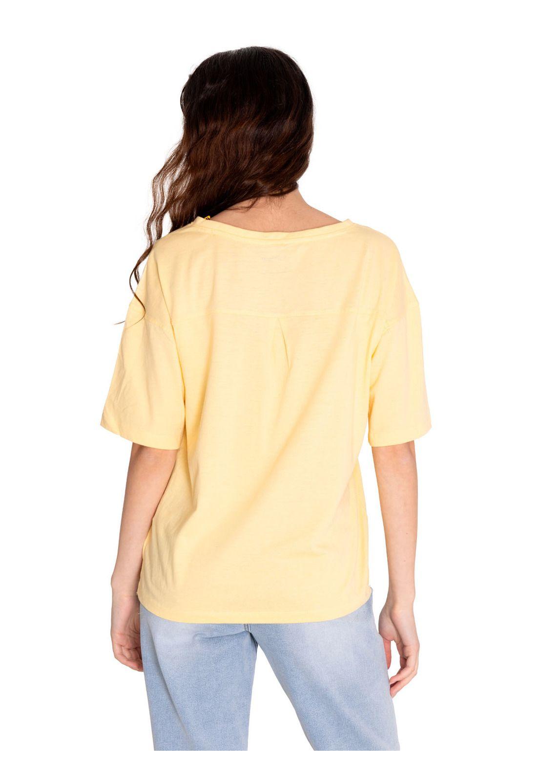 Polera Manga Corta Mujer Notch Neck Novelt Amarillo-3