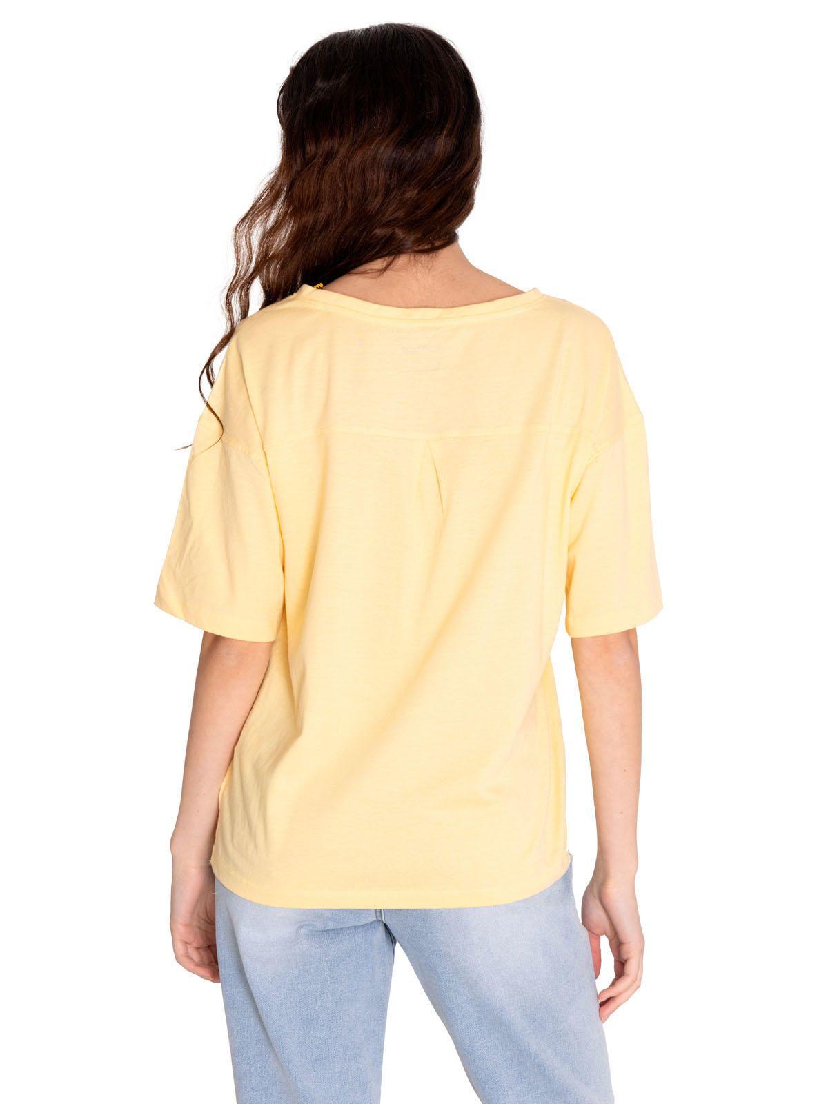 Polera Manga Corta Mujer Notch Neck Novelt Amarillo-3