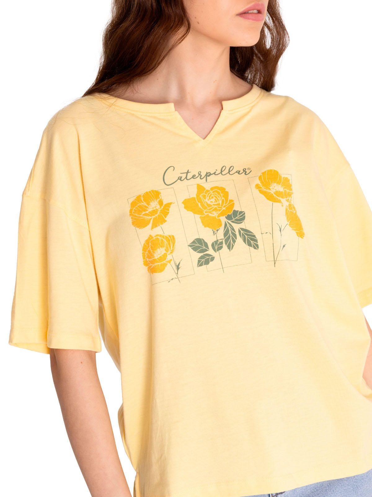 Polera Manga Corta Mujer Notch Neck Novelt Amarillo-4