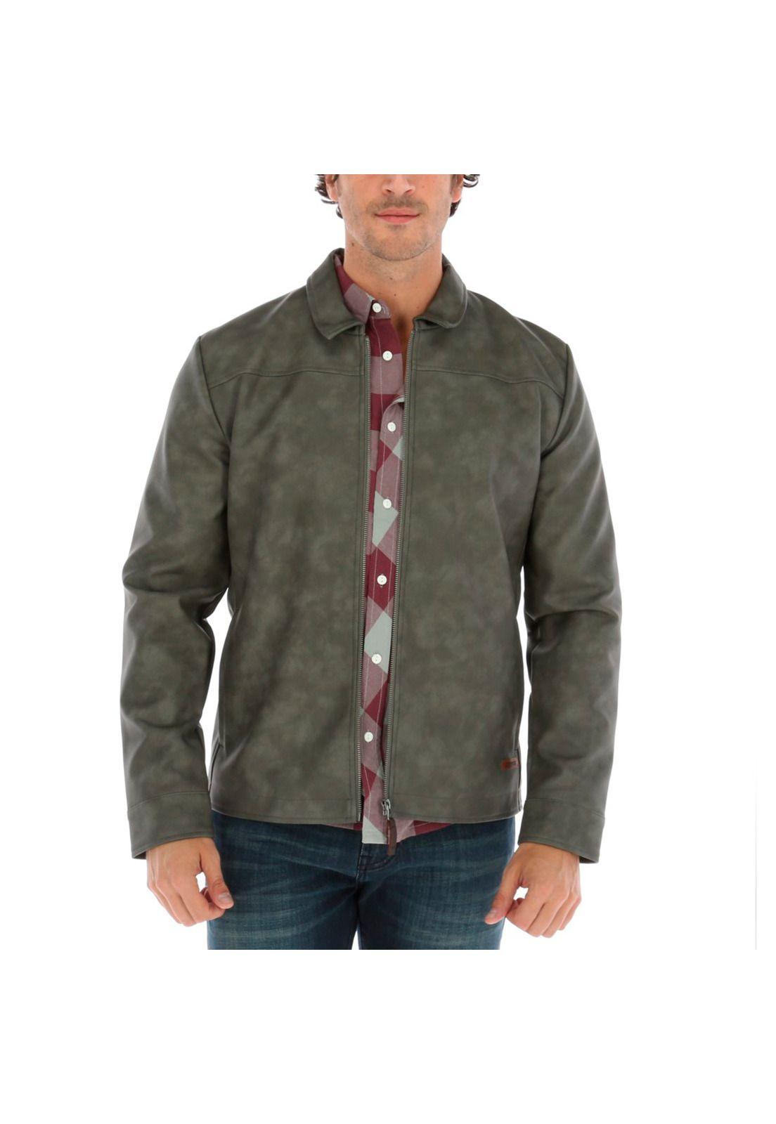 CHAQUETA HOMBRE THOMPSON FAUX LEATHE GRIS-0
