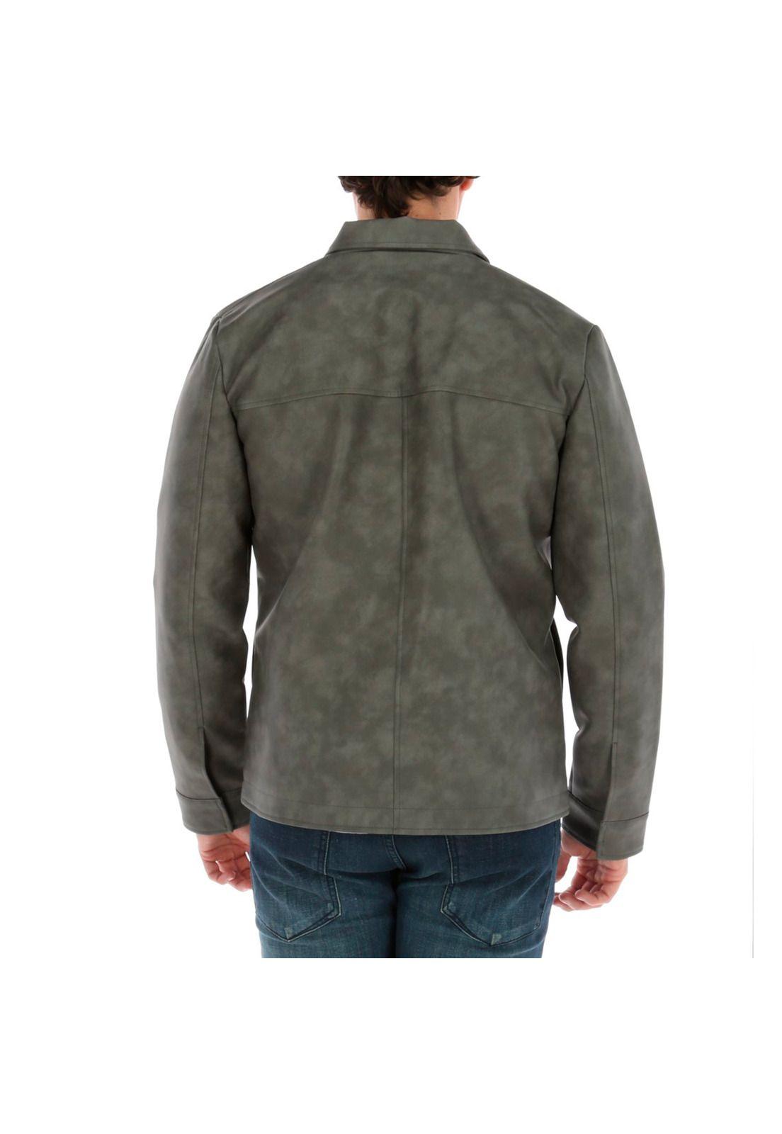 CHAQUETA HOMBRE THOMPSON FAUX LEATHE GRIS-2